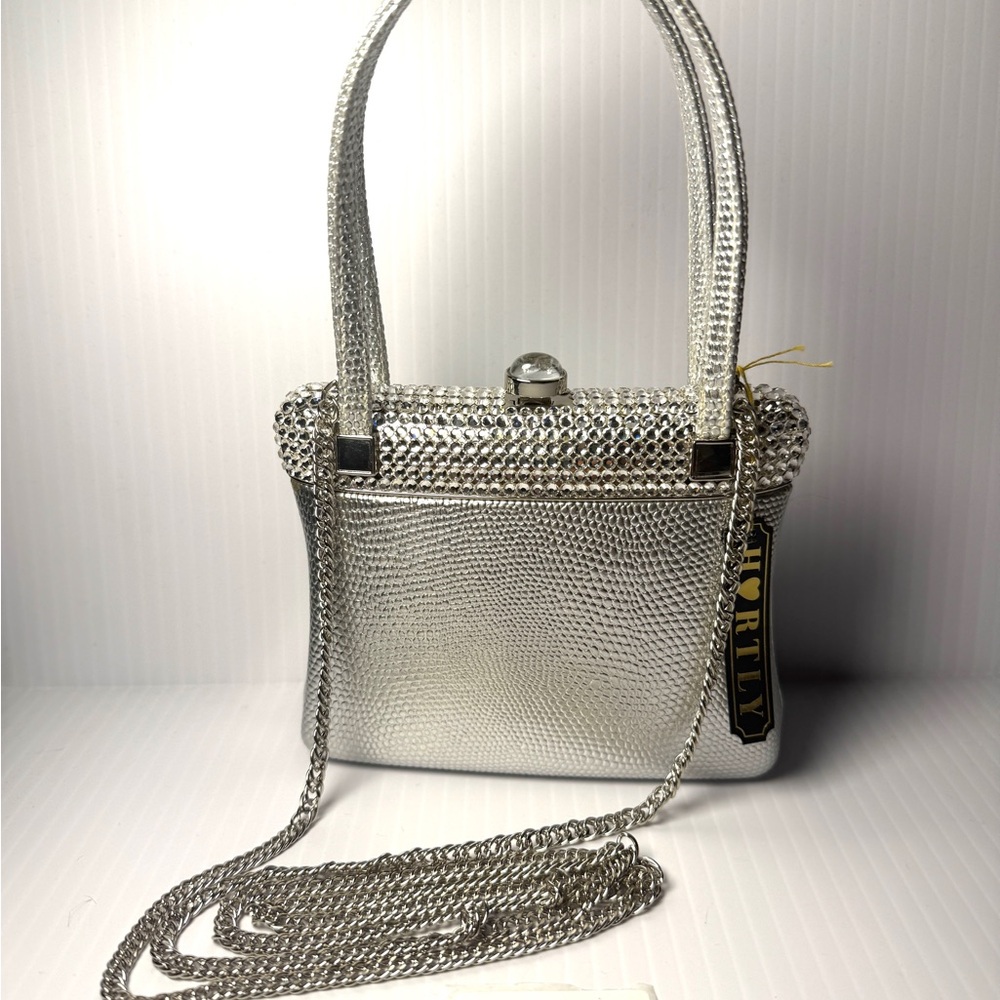 Hartly Letty Evening Glamorous Silver Clutch with Chain Strap